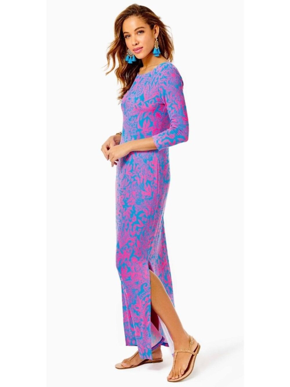 Lilly Pulitzer Morgann Maxi Aura Pink Leaf An Impression Size XL NWT